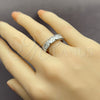 Anillo Multi Piedra 01.471.0017 Oro Laminado Blanco, Diseño de Baguette, con Zirconia Cubica Blanca, Pulido, Rodinado (Talla Unica)