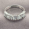 Anillo Multi Piedra 01.471.0017 Oro Laminado Blanco, Diseño de Baguette, con Zirconia Cubica Blanca, Pulido, Rodinado (Talla Unica)