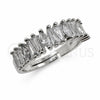 Anillo Multi Piedra 01.471.0017 Oro Laminado Blanco, Diseño de Baguette, con Zirconia Cubica Blanca, Pulido, Rodinado (Talla Unica)
