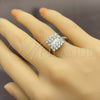 Anillo Multi Piedra 01.471.0018 Oro Laminado Blanco, Diseño de Baguette, con Zirconia Cubica Blanca, Pulido, Rodinado (Talla Unica)