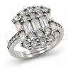 Anillo Multi Piedra 01.471.0018 Oro Laminado Blanco, Diseño de Baguette, con Zirconia Cubica Blanca, Pulido, Rodinado (Talla Unica)