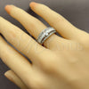 Anillo Multi Piedra 01.471.0020 Oro Laminado Blanco, Diseño de Baguette y Cluster, con Zirconia Cubica Blanca, Pulido, Rodinado (Talla Unica)