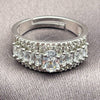 Anillo Multi Piedra 01.471.0020 Oro Laminado Blanco, Diseño de Baguette y Cluster, con Zirconia Cubica Blanca, Pulido, Rodinado (Talla Unica)