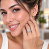 Anillo Multi Piedra 01.471.0021 Oro Laminado Blanco, Diseño de Cluster, con Zirconia Cubica Blanca, Pulido, Rodinado (Talla Unica)
