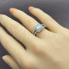 Anillo Multi Piedra 01.471.0021 Oro Laminado Blanco, Diseño de Cluster, con Zirconia Cubica Blanca, Pulido, Rodinado (Talla Unica)