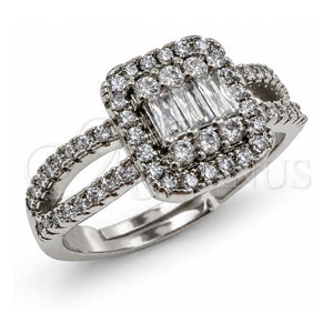 Anillo Multi Piedra 01.471.0021 Oro Laminado Blanco, Diseño de Cluster, con Zirconia Cubica Blanca, Pulido, Rodinado (Talla Unica)