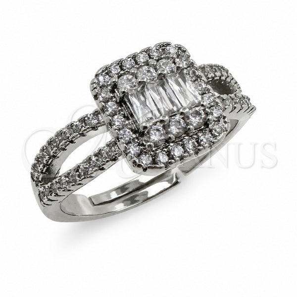 Anillo Multi Piedra 01.471.0021 Oro Laminado Blanco, Diseño de Cluster, con Zirconia Cubica Blanca, Pulido, Rodinado (Talla Unica)