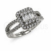 Anillo Multi Piedra 01.471.0021 Oro Laminado Blanco, Diseño de Cluster, con Zirconia Cubica Blanca, Pulido, Rodinado (Talla Unica)