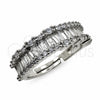 Anillo Multi Piedra 01.471.0022 Oro Laminado Blanco, Diseño de Baguette, con Zirconia Cubica Blanca, Pulido, Rodinado (Talla Unica)