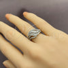 Anillo Multi Piedra 01.471.0023 Oro Laminado Blanco, Diseño de Baguette, con Zirconia Cubica Blanca, Pulido, Rodinado (Talla Unica)