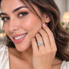 Anillo Multi Piedra 01.471.0024 Oro Laminado Blanco, Diseño de Ojo Griego y Cluster, con Zirconia Cubica Blanca, Pulido, Rodinado (Talla Unica)