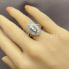 Anillo Multi Piedra 01.471.0024 Oro Laminado Blanco, Diseño de Ojo Griego y Cluster, con Zirconia Cubica Blanca, Pulido, Rodinado (Talla Unica)