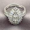 Anillo Multi Piedra 01.471.0024 Oro Laminado Blanco, Diseño de Ojo Griego y Cluster, con Zirconia Cubica Blanca, Pulido, Rodinado (Talla Unica)