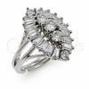 Anillo Multi Piedra 01.471.0024 Oro Laminado Blanco, Diseño de Ojo Griego y Cluster, con Zirconia Cubica Blanca, Pulido, Rodinado (Talla Unica)