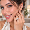 Anillo Multi Piedra 01.471.0025 Oro Laminado Blanco, Diseño de Baguette y Diamante, con Zirconia Cubica Blanca, Pulido, Rodinado (Talla Unica)