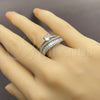 Anillo Multi Piedra 01.471.0025 Oro Laminado Blanco, Diseño de Baguette y Diamante, con Zirconia Cubica Blanca, Pulido, Rodinado (Talla Unica)