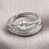 Anillo Multi Piedra 01.471.0025 Oro Laminado Blanco, Diseño de Baguette y Diamante, con Zirconia Cubica Blanca, Pulido, Rodinado (Talla Unica)