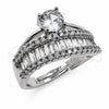 Anillo Multi Piedra 01.471.0025 Oro Laminado Blanco, Diseño de Baguette y Diamante, con Zirconia Cubica Blanca, Pulido, Rodinado (Talla Unica)
