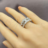 Anillo Multi Piedra 01.471.0026 Oro Laminado Blanco, Diseño de Baguette, con Zirconia Cubica Blanca, Pulido, Rodinado (Talla Unica)