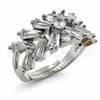Anillo Multi Piedra 01.471.0026 Oro Laminado Blanco, Diseño de Baguette, con Zirconia Cubica Blanca, Pulido, Rodinado (Talla Unica)