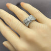 Anillo Multi Piedra 01.471.0027 Oro Laminado Blanco, Diseño de Arco y Cluster, con Zirconia Cubica Blanca, Pulido, Rodinado (Talla Unica)
