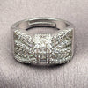 Anillo Multi Piedra 01.471.0027 Oro Laminado Blanco, Diseño de Arco y Cluster, con Zirconia Cubica Blanca, Pulido, Rodinado (Talla Unica)