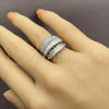 Anillo Multi Piedra 01.471.0028 Oro Laminado Blanco, Diseño de Ojo Griego y Baguette, con Zirconia Cubica Blanca, Pulido, Rodinado (Talla Unica)