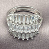 Anillo Multi Piedra 01.471.0028 Oro Laminado Blanco, Diseño de Ojo Griego y Baguette, con Zirconia Cubica Blanca, Pulido, Rodinado (Talla Unica)
