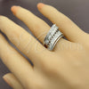 Anillo Multi Piedra 01.471.0029 Oro Laminado Blanco, Diseño de Baguette, con Zirconia Cubica Blanca, Pulido, Rodinado (Talla Unica)