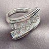 Anillo Multi Piedra 01.471.0029 Oro Laminado Blanco, Diseño de Baguette, con Zirconia Cubica Blanca, Pulido, Rodinado (Talla Unica)