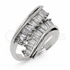 Anillo Multi Piedra 01.471.0029 Oro Laminado Blanco, Diseño de Baguette, con Zirconia Cubica Blanca, Pulido, Rodinado (Talla Unica)
