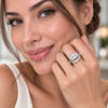 Anillo Multi Piedra 01.471.0030 Oro Laminado Blanco, Diseño de Ojo Griego y Baguette, con Zirconia Cubica Blanca, Pulido, Rodinado (Talla Unica)