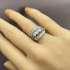 Anillo Multi Piedra 01.471.0030 Oro Laminado Blanco, Diseño de Ojo Griego y Baguette, con Zirconia Cubica Blanca, Pulido, Rodinado (Talla Unica)