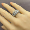 Anillo Multi Piedra 01.471.0031 Oro Laminado Blanco, Diseño de Baguette, con Zirconia Cubica Blanca, Pulido, Rodinado (Talla Unica)