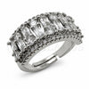 Anillo Multi Piedra 01.471.0031 Oro Laminado Blanco, Diseño de Baguette, con Zirconia Cubica Blanca, Pulido, Rodinado (Talla Unica)