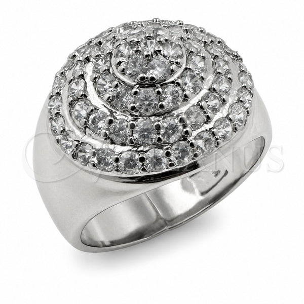 Anillo Multi Piedra 01.471.0032 Oro Laminado Blanco, Diseño de Cluster, con Zirconia Cubica Blanca, Pulido, Rodinado (Talla Unica)