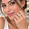 Anillo Multi Piedra 01.471.0033 Oro Laminado Blanco, Diseño de Baguette, con Zirconia Cubica Blanca y Micro Pave Blanca, Pulido, Rodinado (Talla Unica)