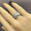 Anillo Multi Piedra 01.471.0033 Oro Laminado Blanco, Diseño de Baguette, con Zirconia Cubica Blanca y Micro Pave Blanca, Pulido, Rodinado (Talla Unica)