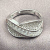 Anillo Multi Piedra 01.471.0033 Oro Laminado Blanco, Diseño de Baguette, con Zirconia Cubica Blanca y Micro Pave Blanca, Pulido, Rodinado (Talla Unica)