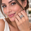 Anillo Multi Piedra 01.471.0034 Oro Laminado, con Zirconia Cubica Blanca, Pulido, Rodinado (Talla Unica)