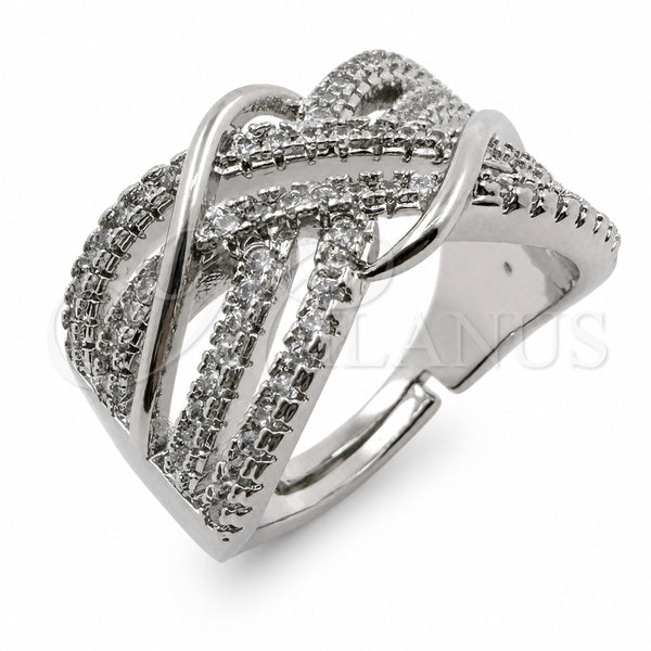 Anillo Multi Piedra 01.471.0034 Oro Laminado, con Zirconia Cubica Blanca, Pulido, Rodinado (Talla Unica)