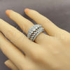Anillo Multi Piedra 01.471.0035 Oro Laminado Blanco, Diseño de Gota y Cluster, con Zirconia Cubica Blanca, Pulido, Tono Dorado (Talla Unica)