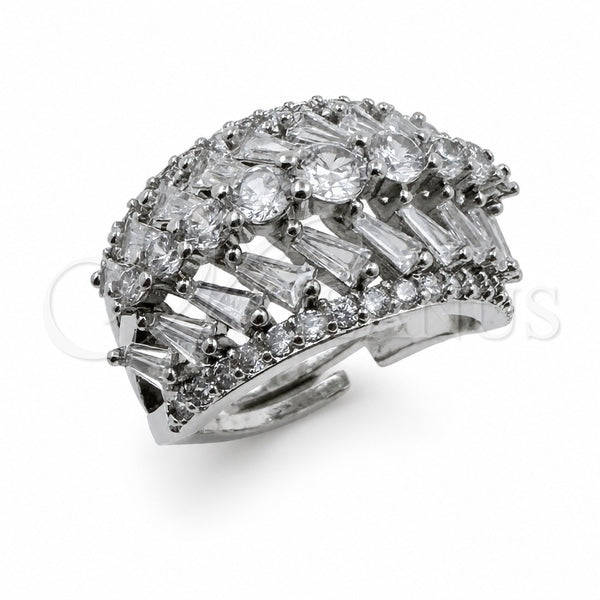 Anillo Multi Piedra 01.471.0035 Oro Laminado Blanco, Diseño de Gota y Cluster, con Zirconia Cubica Blanca, Pulido, Tono Dorado (Talla Unica)