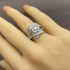 Anillo Multi Piedra 01.471.0036 Oro Laminado Blanco, Diseño de Flor y Cluster, con Zirconia Cubica Blanca, Pulido, Rodinado (Talla Unica)