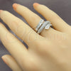 Anillo Multi Piedra 01.471.0037 Oro Laminado Blanco, Diseño de Baguette, con Zirconia Cubica Blanca, Pulido, Rodinado (Talla Unica)