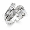 Anillo Multi Piedra 01.471.0037 Oro Laminado Blanco, Diseño de Baguette, con Zirconia Cubica Blanca, Pulido, Rodinado (Talla Unica)