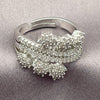 Anillo Multi Piedra 01.471.0038 Oro Laminado Blanco, Diseño de Flor, con Zirconia Cubica Blanca, Pulido, Rodinado (Talla Unica)