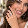 Anillo Multi Piedra 01.471.0039 Oro Laminado Blanco, Diseño de Baguette, con Zirconia Cubica Blanca, Pulido, Rodinado (Talla Unica)