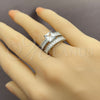 Anillo Multi Piedra 01.471.0039 Oro Laminado Blanco, Diseño de Baguette, con Zirconia Cubica Blanca, Pulido, Rodinado (Talla Unica)