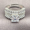 Anillo Multi Piedra 01.471.0039 Oro Laminado Blanco, Diseño de Baguette, con Zirconia Cubica Blanca, Pulido, Rodinado (Talla Unica)